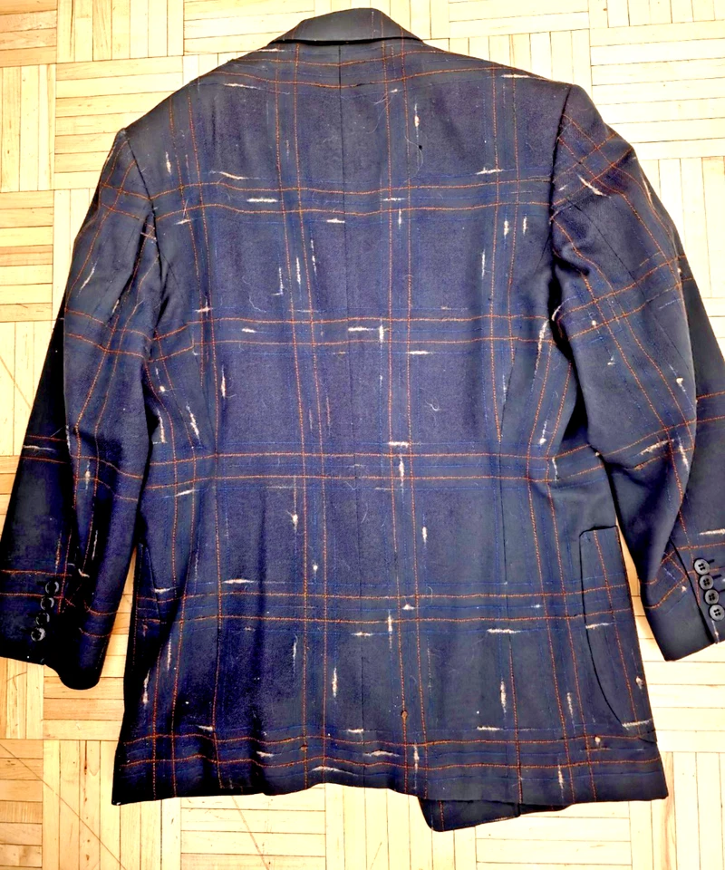 MATSUDA VINTAGE 90'S WINDOWPANE 50'S INSPIRED BLACK BLAZER AWESOME! CH 44" Foto 3 de 4