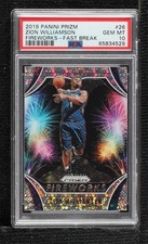 2019-20 Panini Prizm Fireworks Fast Break Zion Williamson #26 PSA 10 GEM MT 0wn0