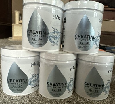 5 pack! Creatine Monohydrate Powder Unflavored 300g 60 Servings
