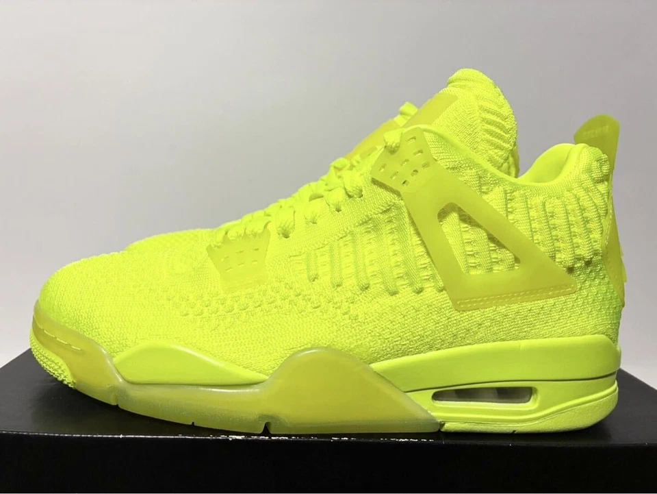 Deadstock 2019 Nike Air Jordan 4 Retro Flyknit Volt-黑色 AQ3559-700 男式 Us8.5 — 第 2/4 张图片