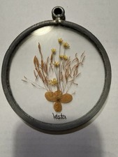 Vintage Pressed Flower Sun Catcher- Pewter Frame