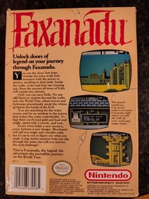Faxanadu Nes Cib W/ Nes Dust Cover Vg Cartridge & Manual 