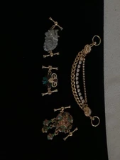 Vintage Lunch At The Ritz Toggle Bracelet with 3 Charms