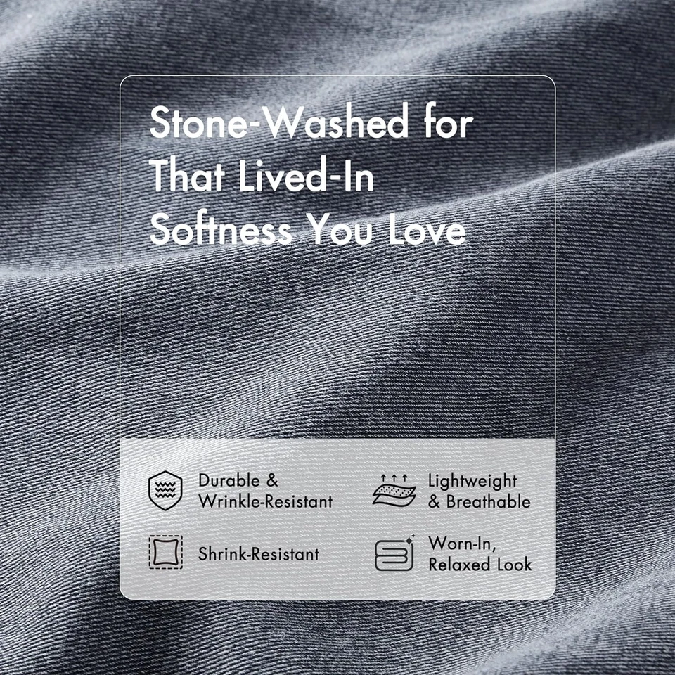 Juego de funda nórdica Woolrich algodón piedra lavado McKenzie, completo/azul reina 3 piezas Foto 3 de 4