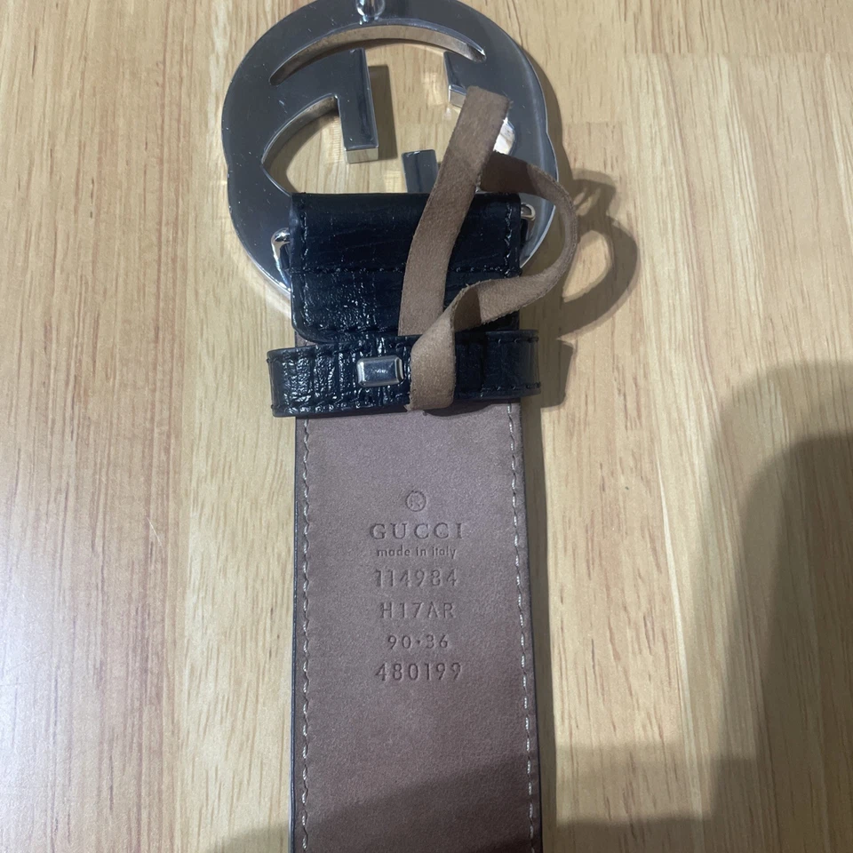 Cinturón Gucci Para Hombre Negro Verde Rojo Rayas GG Talla 36 Foto 2 de 4