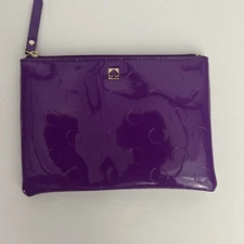 Kate Spade womens purple shinny wristlet bag
