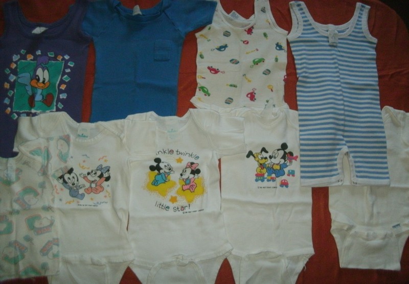 Baby Clothes Size M Bundle Lot w/ 8 bodysuits & 1 tee Gerber Dundee Mickey Mouse