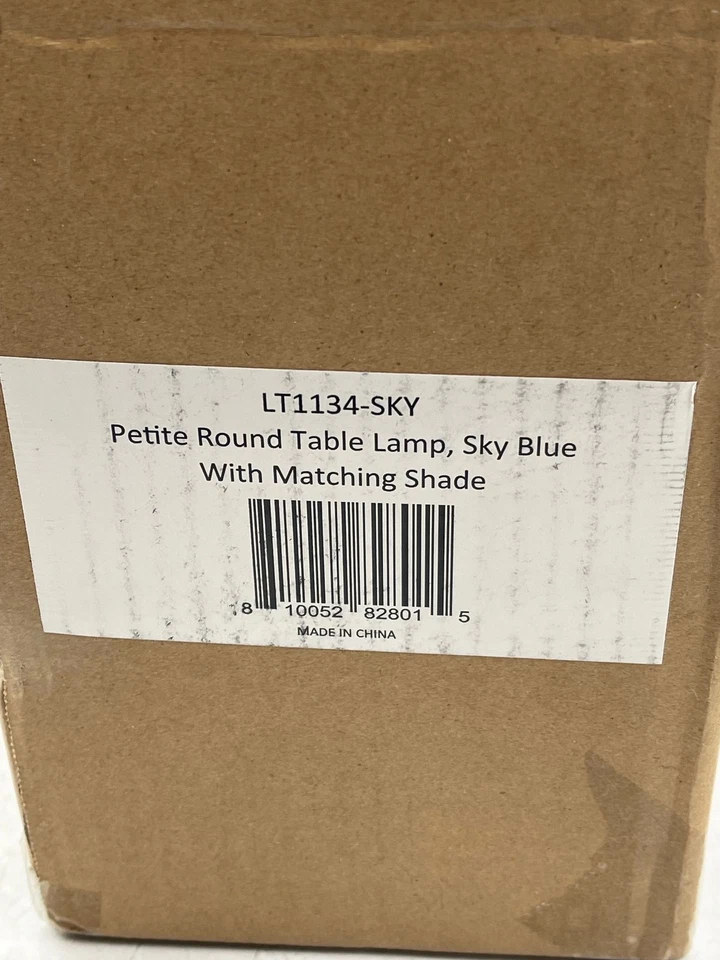 LT1134-SKY Petite Round Table Lamp Sky Blue With Matching Shade Corded Small - Image 4 of 4