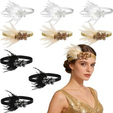 9 PCS Flapper Headband Set Feather Headpiece For 1920s Theme Parties Decor