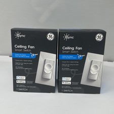 GE Cync Alexa Google Wi-Fi Smart Ceiling Fan Switch-White #2434-LOT OF 2