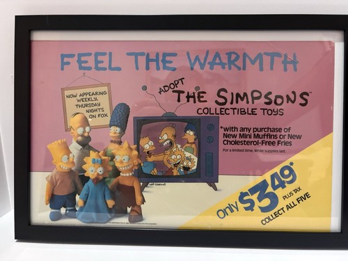1990 Burger King Simpsons Translite Sign RARE