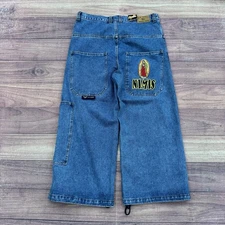 Vintage Nimis Virgin Mary Blue Jeans Jnco Style Skate Wide Leg Mens Size 40x28
