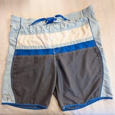 Vintage Ocean Pacific Board Shorts Mens Large Blue Grey Colorblock Swim Trunks