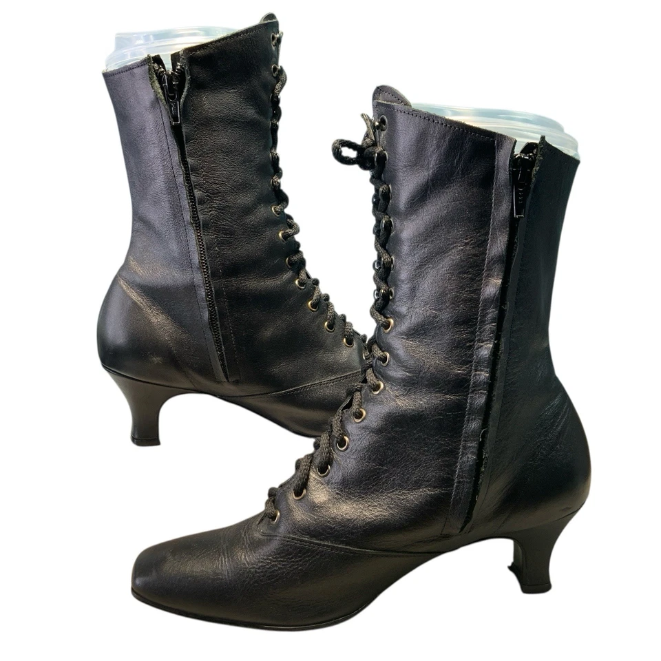 Magdesians 305647 Botas de Cuero Negro Granny Core Con Cordones Talla 6.5W Foto 4 de 4