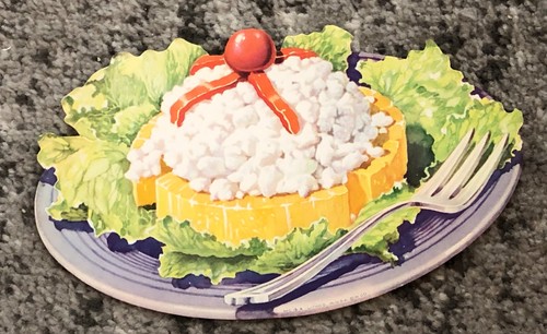 Vintage Diner Diecut Paper Sign Ice Cream Cottage Cheese Pineapple Salad Poster