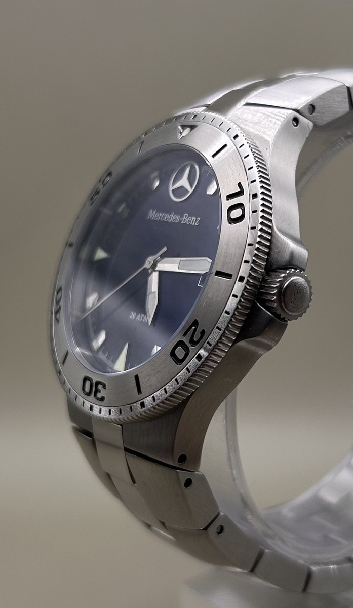 メルセデスベンツの腕時計 Mercedes-Benz Men's Blue Dial Stainless Steel Quartz 40mm Watch