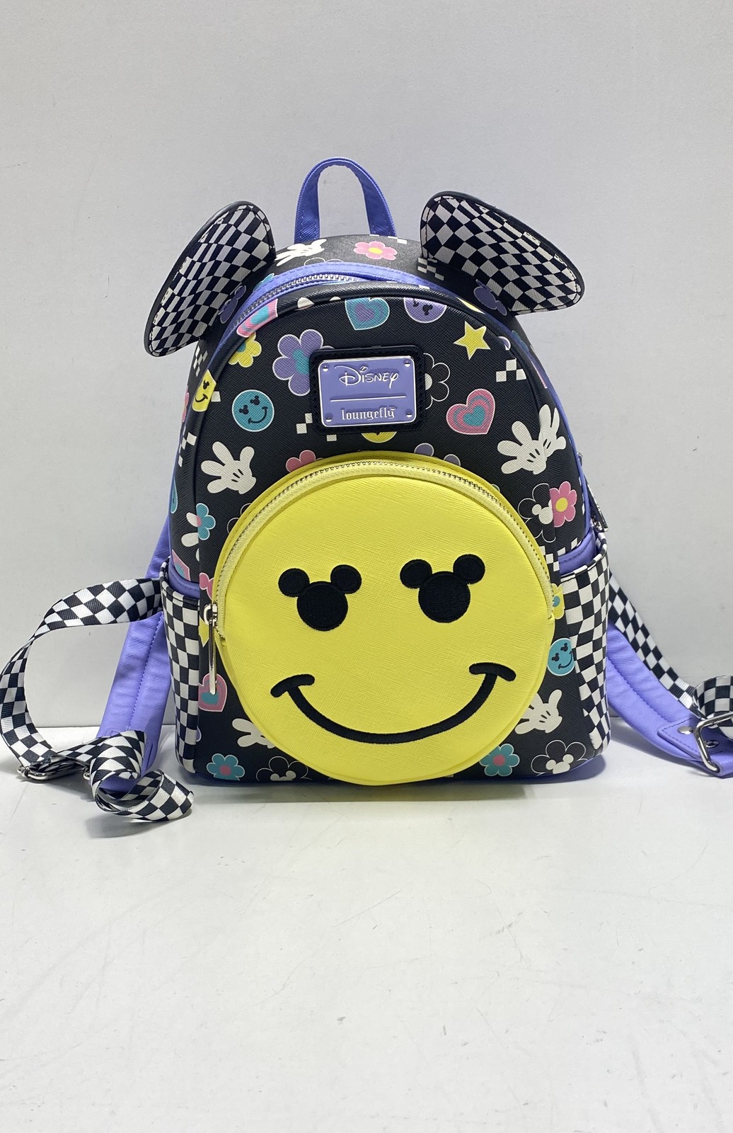 Loungefly Women's Black Multi Disney Emoji Allover Faux Leather Mini Backpack