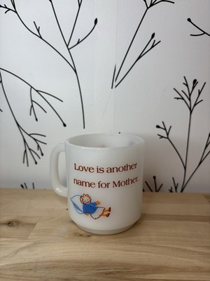 VTG Glasbake Milk Glass White Mug  Love is Another Name for Mother  77