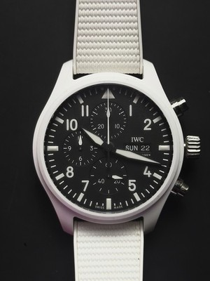 IWC Pilot Top Gun Chronograph  Lake Tahoe  White Ceramic 44MM Box Papers 