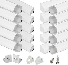 20Pack 3.3FT/1M V Shape LED Channel Silver Aluminum LED Strip Diffuser