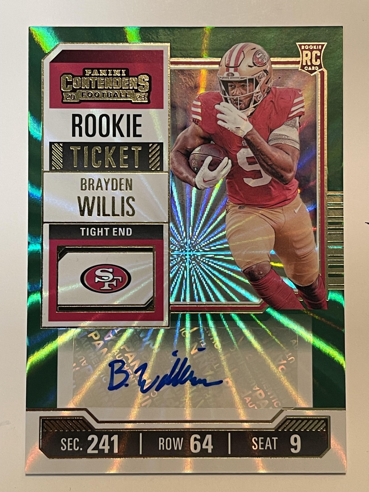 Brayden Willis Panini Contenders #206 Autograph-Opening Kickoff Ticket