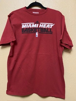 Adidas Miami Heat Cotton SS T-Shirt - Classic Logo - Red - Men's Large