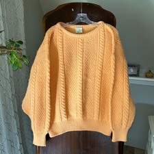 Vintage Carraig Donn sweater wool Ireland fisherman size large peach oversized