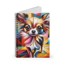 Spiral Notebook Ruled Line Colorful Chihuahua Dog Cubism Style Design 3 Gift