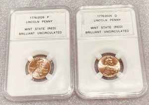 1776/2026 Mint State Lincoln Penny P&D BRILLIANT UNCIRCULATED - L👀K !