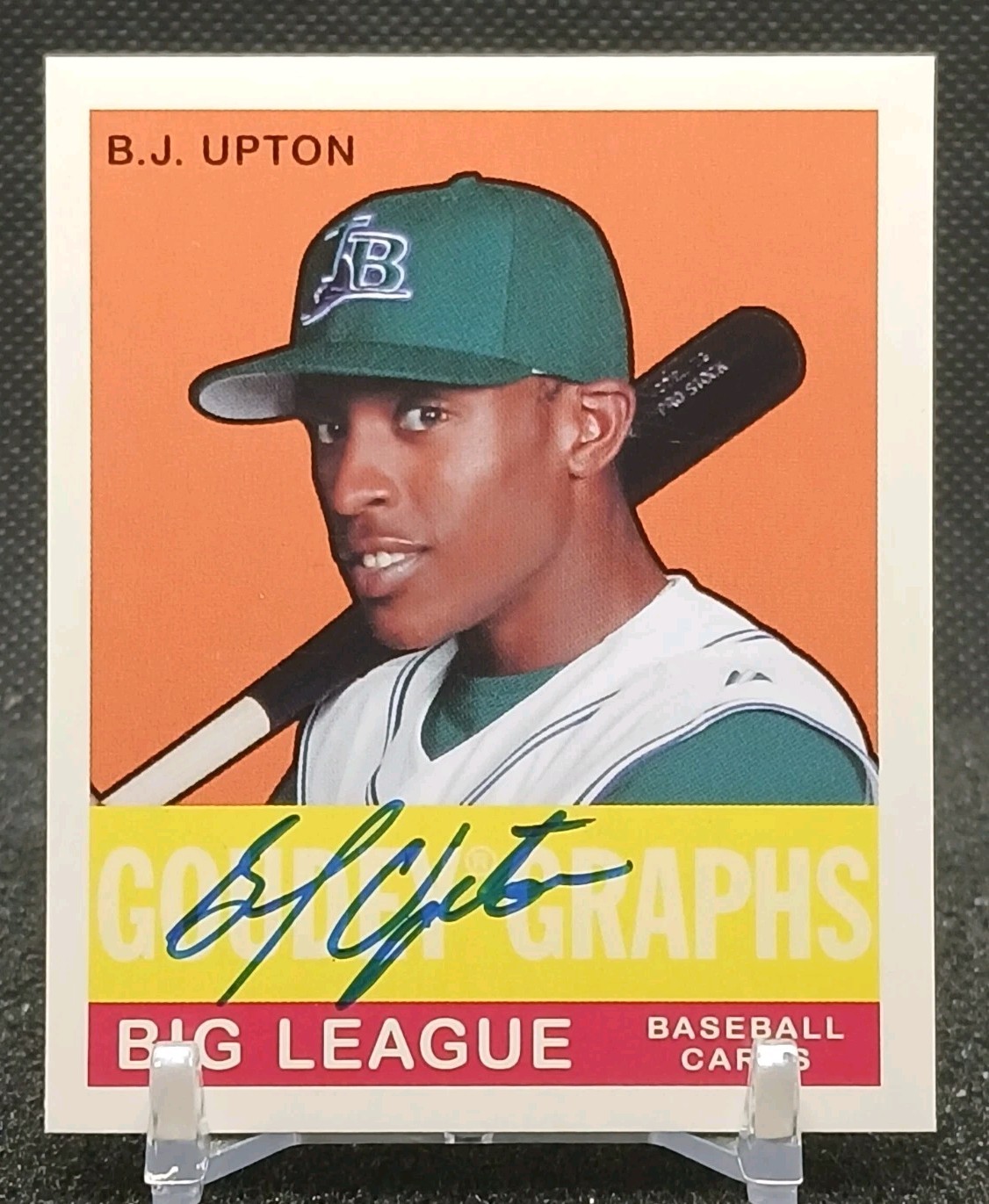 B. J. Upton Mini Auto On Card 2007 Upper Deck Goudey #GG-BU Tampa Bay Rays 