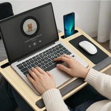 White Lap Desk Table Laptop Cushion Bed Tray Cushioned Computer Tablet Support