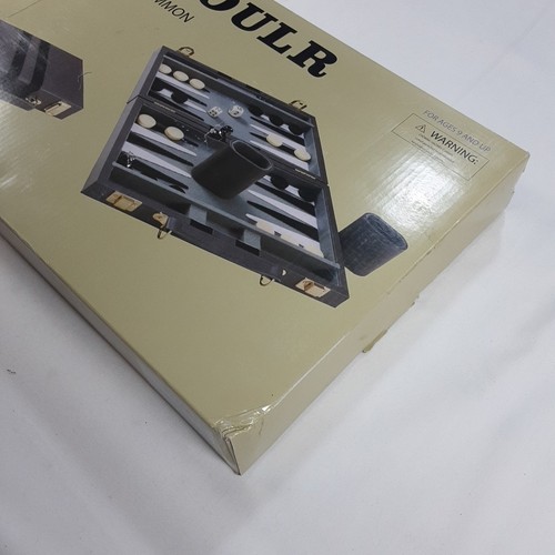 Cayoulr 15" Backgammon Set Gray/Black/White Travel Case New In Box - Bild 15 von 17