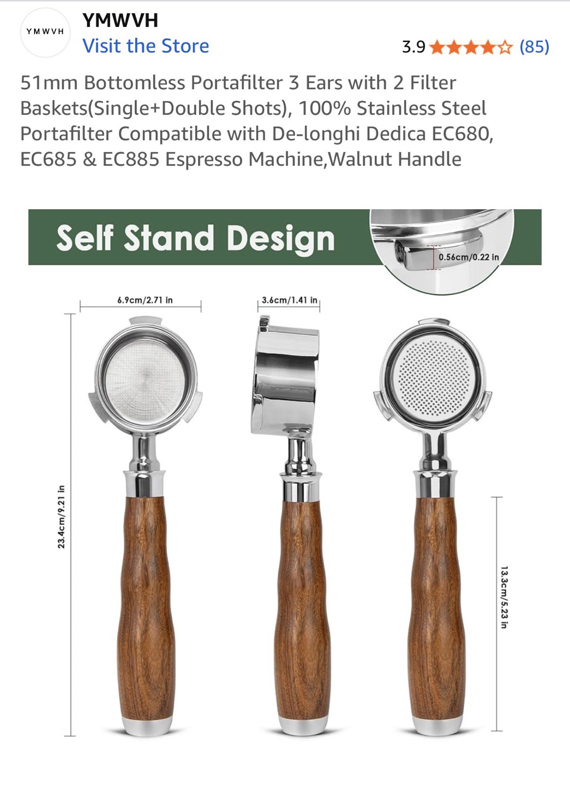 Delonghi 51mm Bottomless Portafilter + Extras + 51mm Tamper + 51mm Dosing funnel