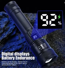 LED Waterproof Zoomable Rechargeable Tactical Flashlight - Black