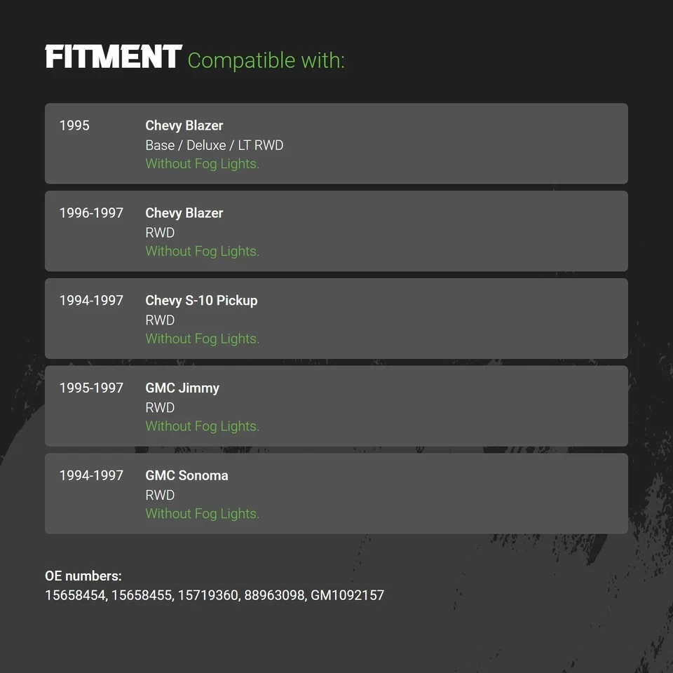 Bumper Air Deflector For Chevy S10 1994-1997 Front 15658454 Foto 2 de 2