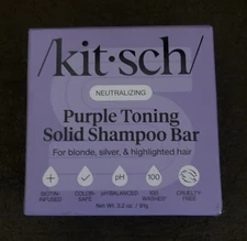 Kitsch Purple Toning Solid Shampoo w/ Biotin 3.2 oz Bar Blonde Highlights Color