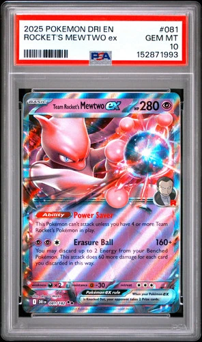 PSA 10 - Team Rocket's Mewtwo ex 081/182 SV Destined Rivals x993 - Pokemon