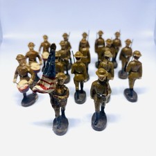 Lot of 17 Elastolin Lineol WW 2 Toy Soldiers Germany Drummers, Gunners Flag