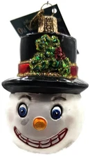 OWC Vintage Snowman Head Ornament Black Hat Old World Christmas Winter Decor