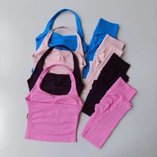Seamless 2PCS Set Yoga Leggings Set Women Backless Bras Vest Tops High Waist Scr