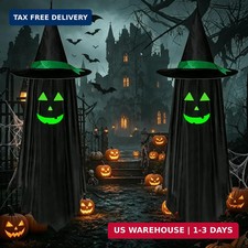2 Pack Ghost Halloween Hanging Decorations, Outdoor Hanging Spooky Ghost with Gl