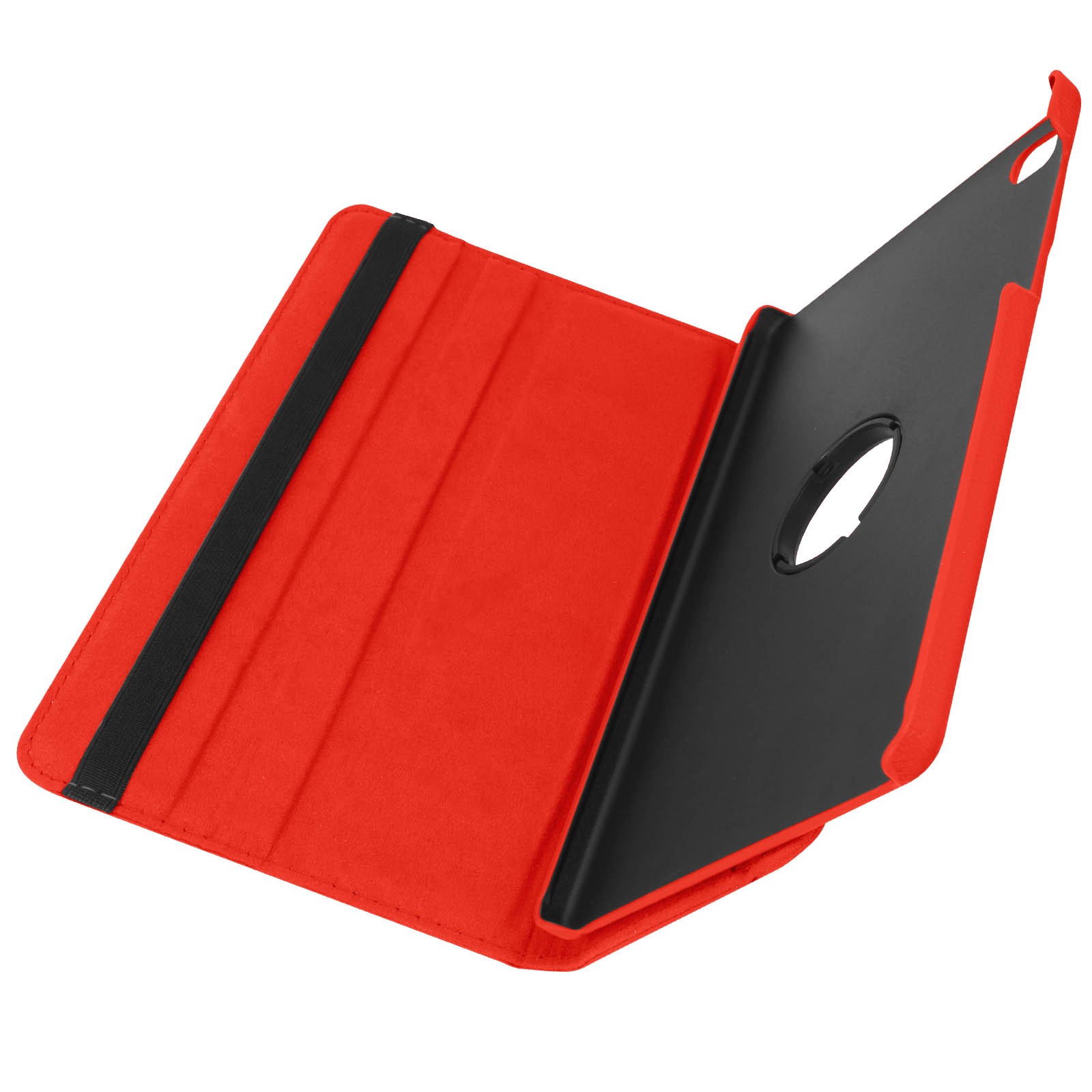 Coque Samsung Tab A7 Lite rouge avec support rotatif 360 pour vision horizontale