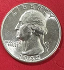 1943 US Choice Uncirculated SILVER Washington Quarter! Old US Coin!