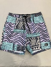 Quicksilver Swim trunks medium mens 80's print