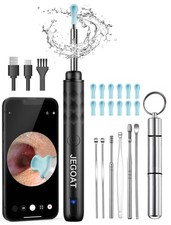 JEGOAT Ear Wax Removal Tool Camera, 1296P HD Otoscope with 6 Large, Jet Black