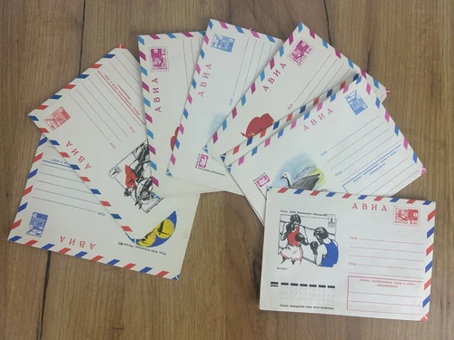 Vintage 1970s set of 8 new air envelopes post of the USSR. Olympiad 80.