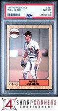 1987 O-PEE-CHEE #361 WILL CLARK RC GIANTS PSA 8