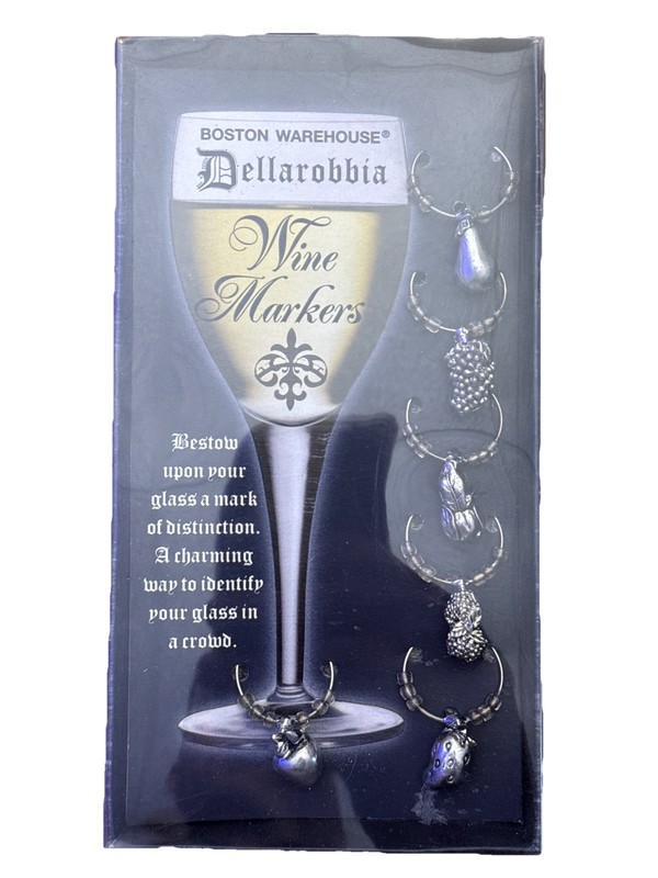Boston Warehouse Dellarobbia | (6) Fruit Wine Markers Set | New In Box