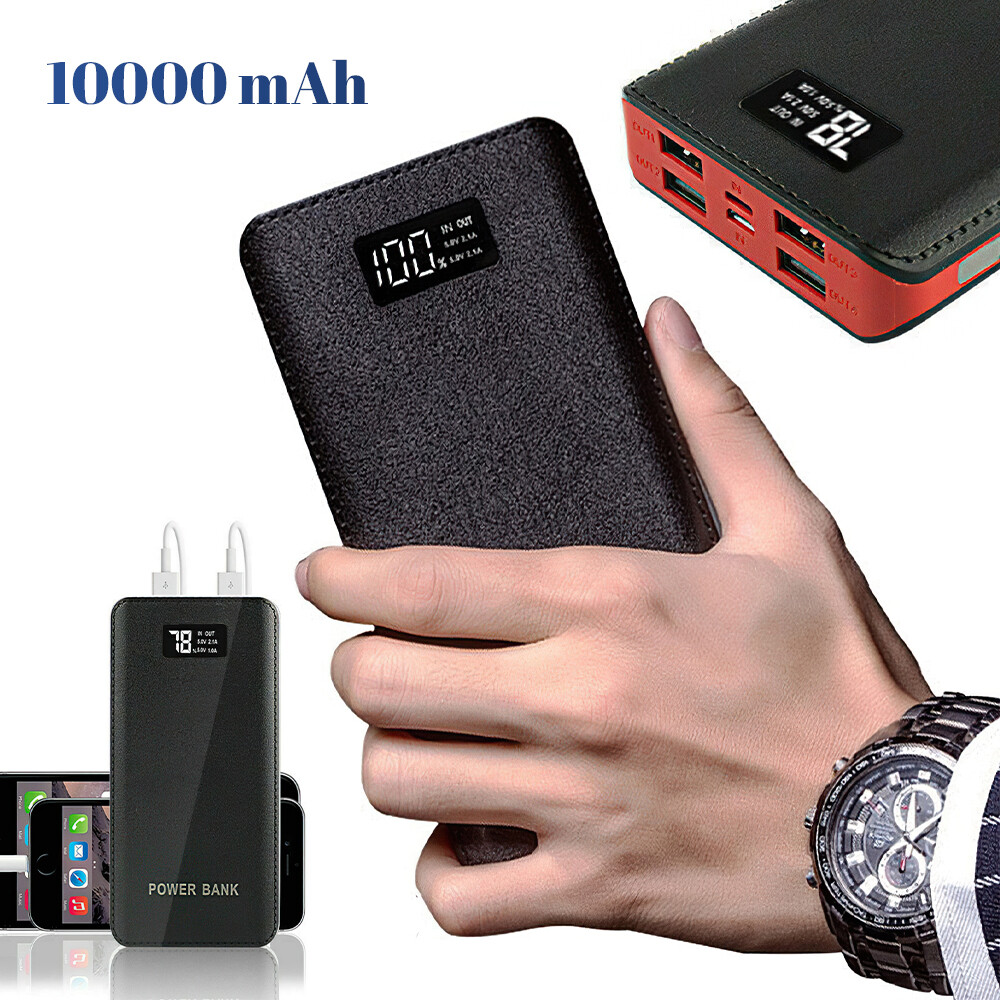 10000mAh LCD Power Bank with 4 USB Ports Fast Charging