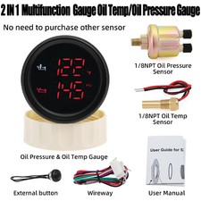 2 52mm Boat Car 2 In 1 Oil Temperatureoil Pressure Gauge With 18npt Sensor